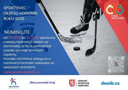 Nominujte sportovce z okresu Hodonín do 12.1.2026 Nominujte sportovce z okresu Hodonín do 12.1.2026